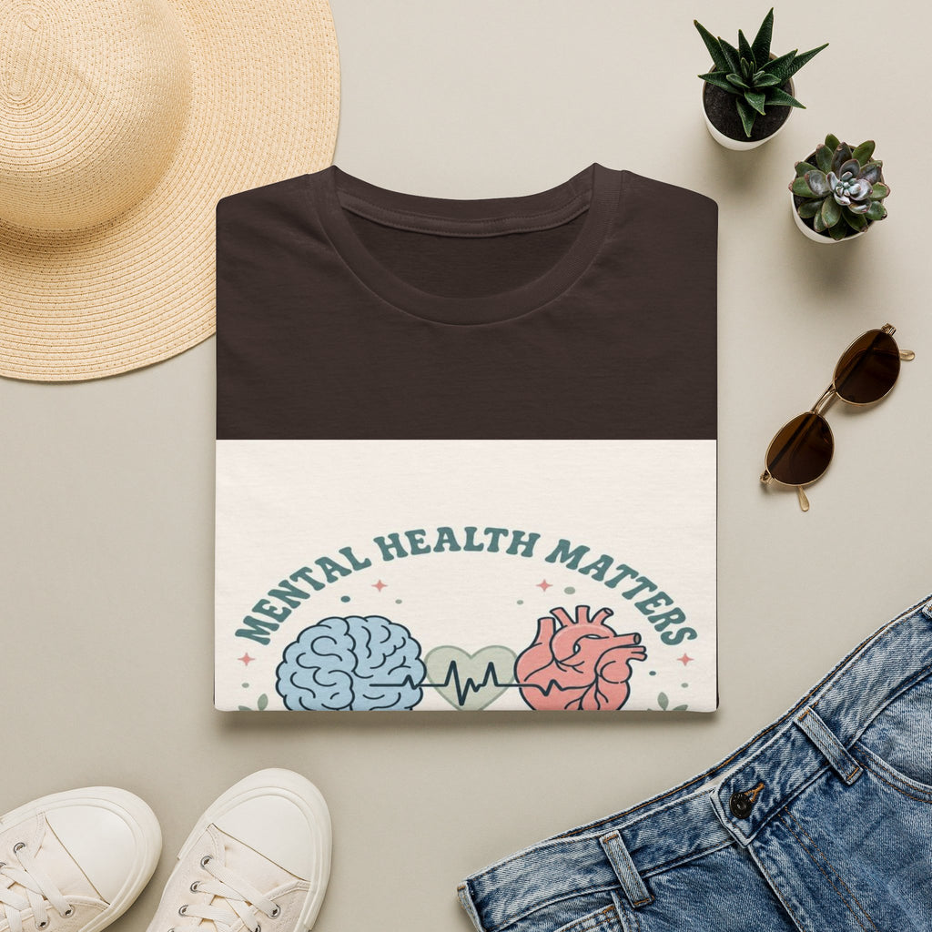 Stylized Brain And Heart Design For Mental Health Awareness- Graphic Tees