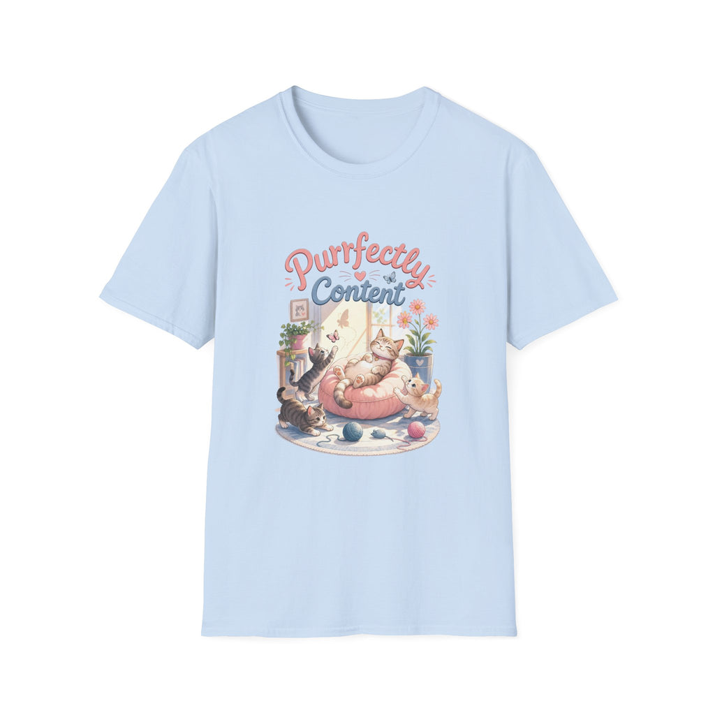 Purrfectly Content T-Shirt — Cute Cat Graphic Tee for Cat Lovers