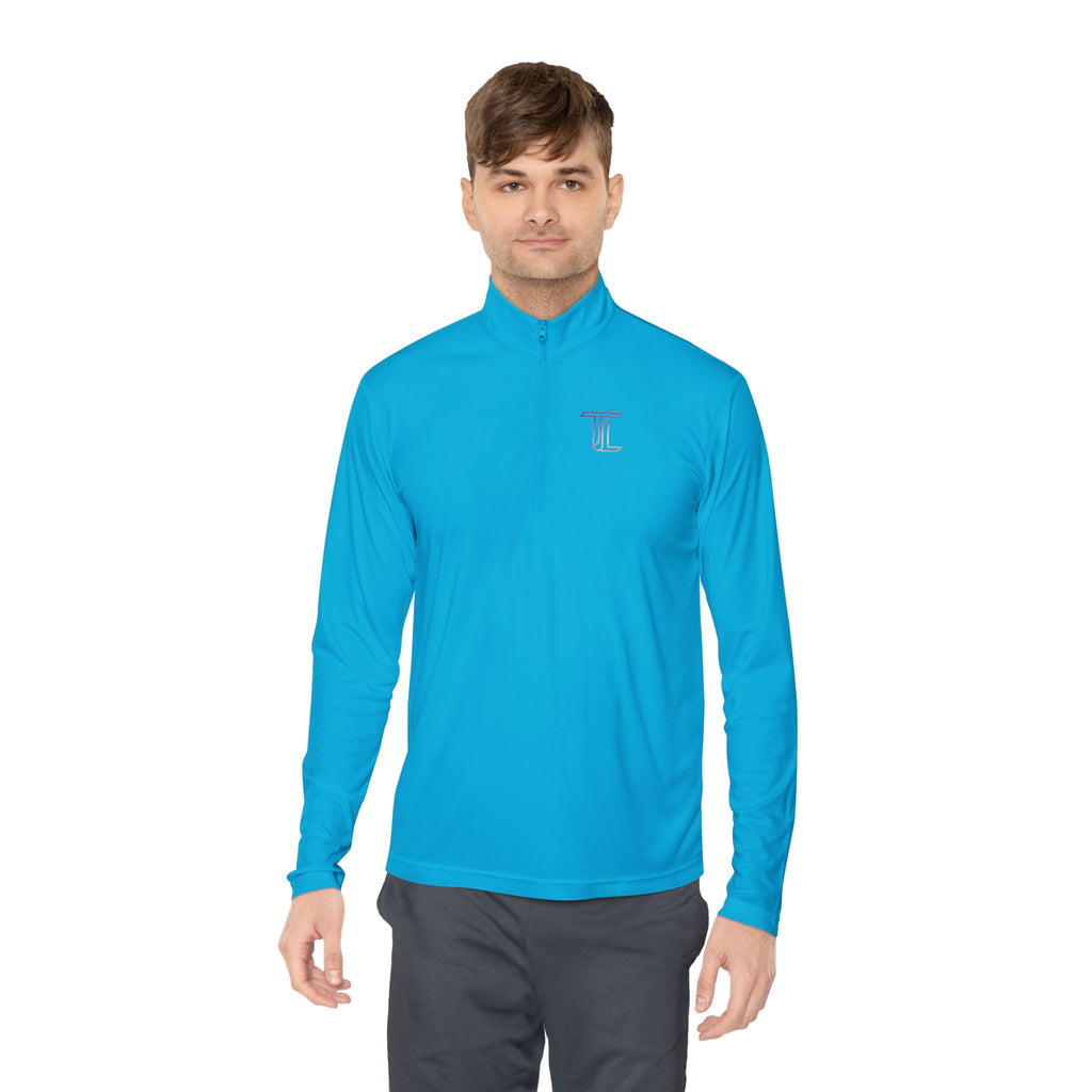 Quarter-Zip Pullover — Minimal Monogram 'T' Embroidered Pullover