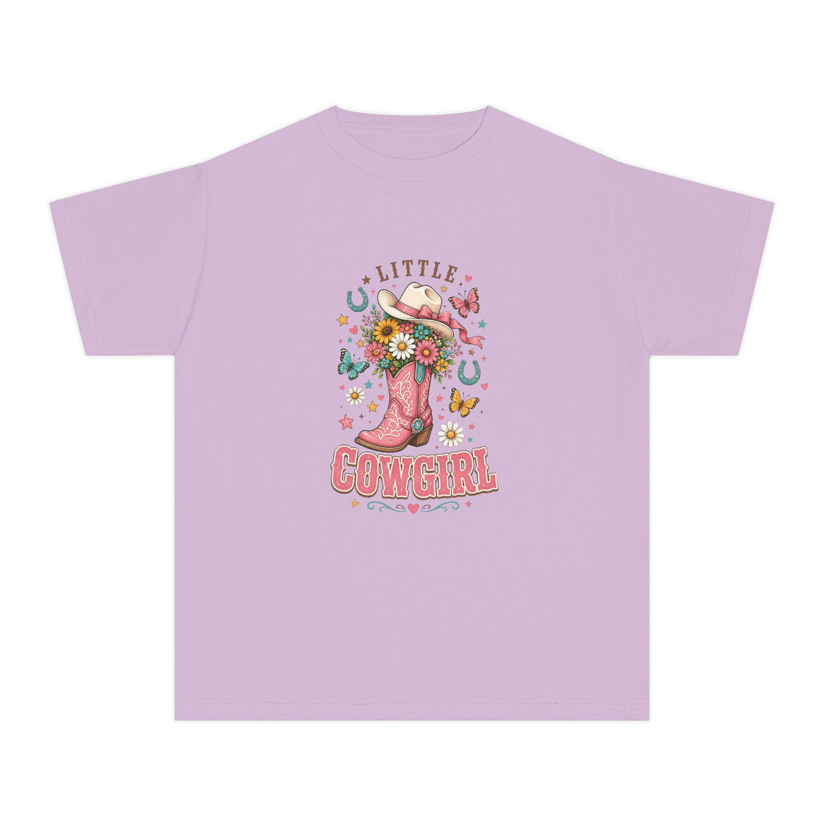Kids' Little Cowgirl T-Shirt — Western Boot & Hat Graphic Tee