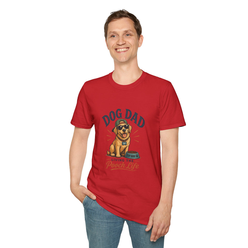 Dog Dad T-Shirt — "Living the Pooch Life" Graphic Tee for Dog Lovers