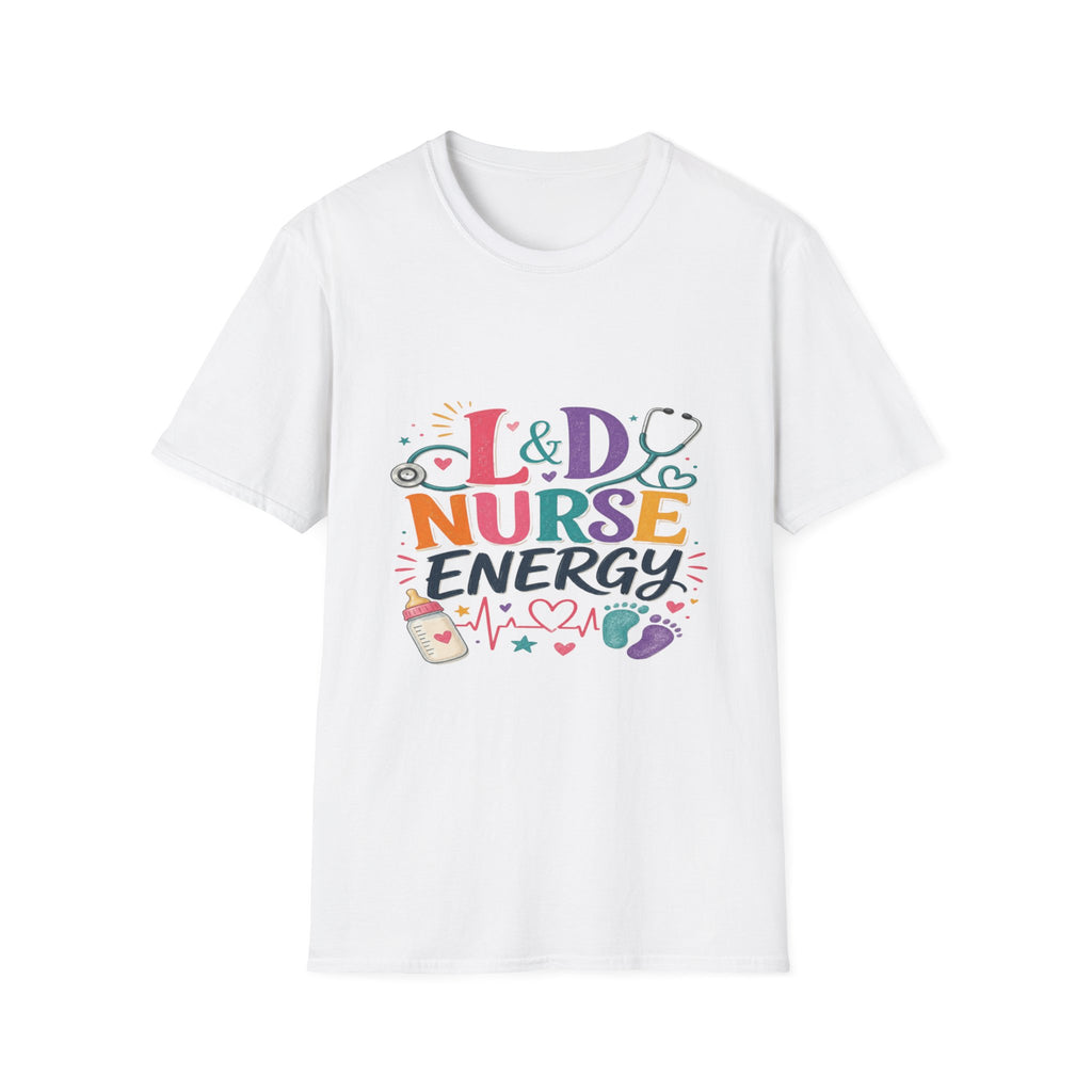 L&D Nurse Energy Trendy T-Shirt Design with Vibrant Elements- Graphic Tees