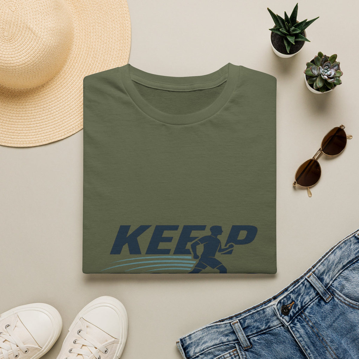 Minimalist T-Shirt Design Featuring _Keep Moving_ Statement- Graphic Tees
