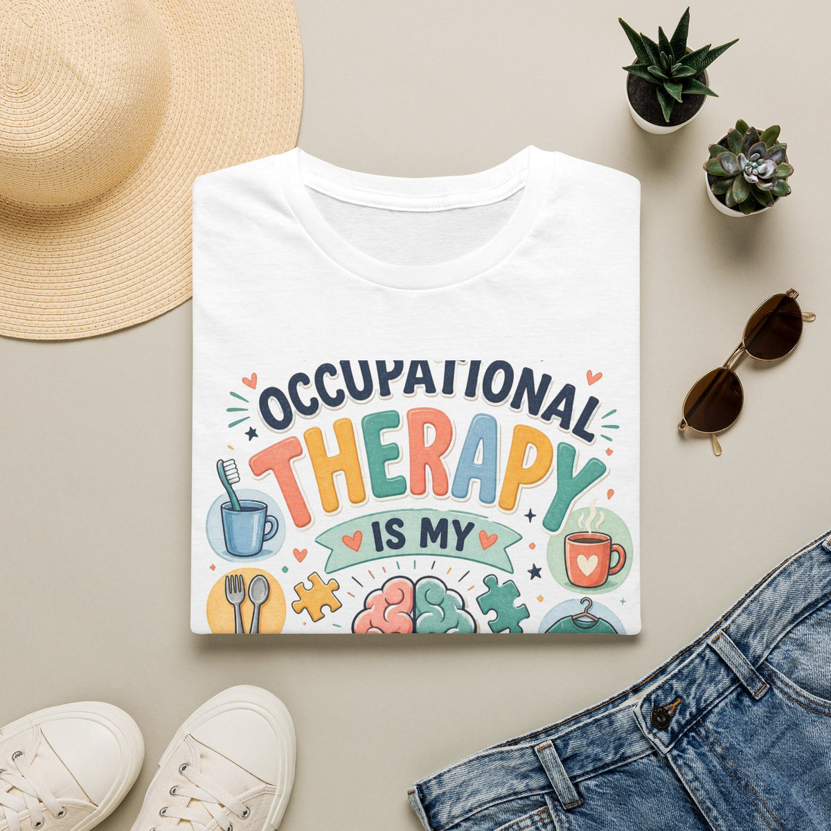 Playful T Shirt Design Celebrating Occupational Therapy Vibrantly Illustrated