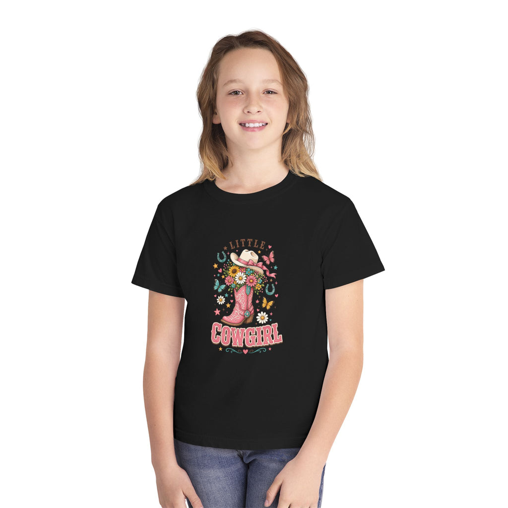 Kids' Little Cowgirl T-Shirt — Western Boot & Hat Graphic Tee