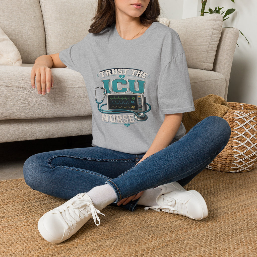 Bold T-Shirt Design Featuring Trust The ICU Nurse Phrase- Graphic Tees