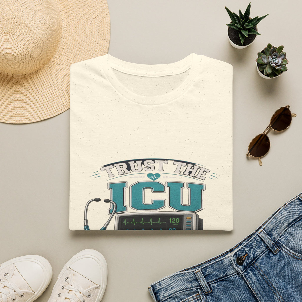 Bold T-Shirt Design Featuring Trust The ICU Nurse Phrase- Graphic Tees