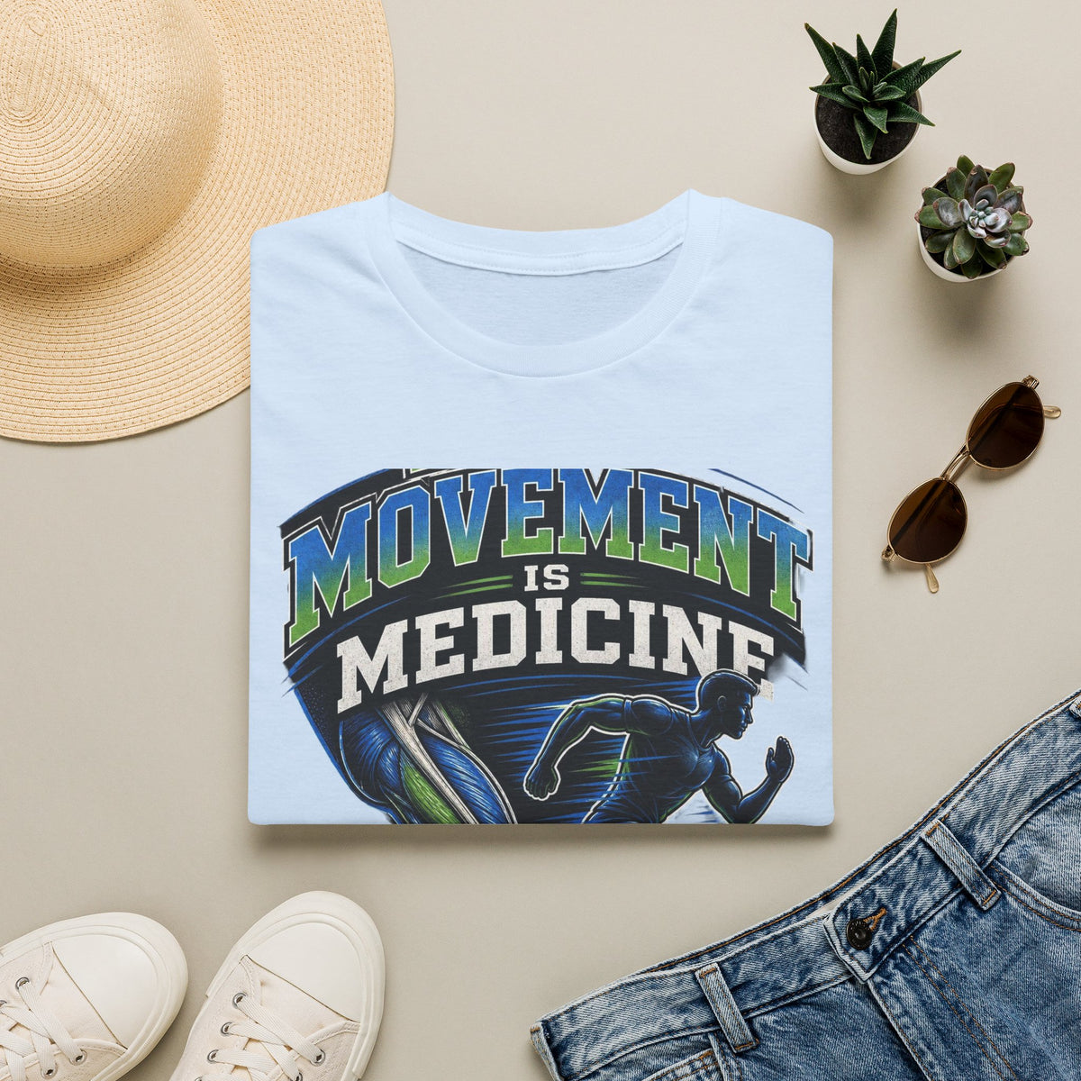 Dynamic T Shirt Design Featuring PT Movement Is Medicine Text