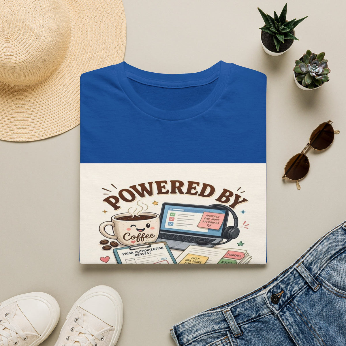 Whimsical T-shirt Design Featuring Coffee And Prior Authorizations (1)- Graphic Tees