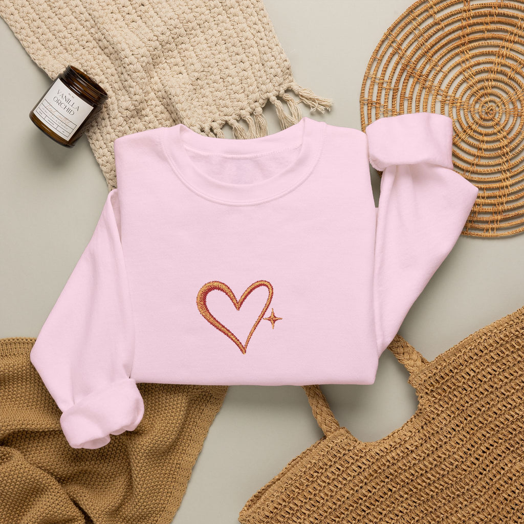 Embroidered Gold Heart Crewneck Sweatshirt
