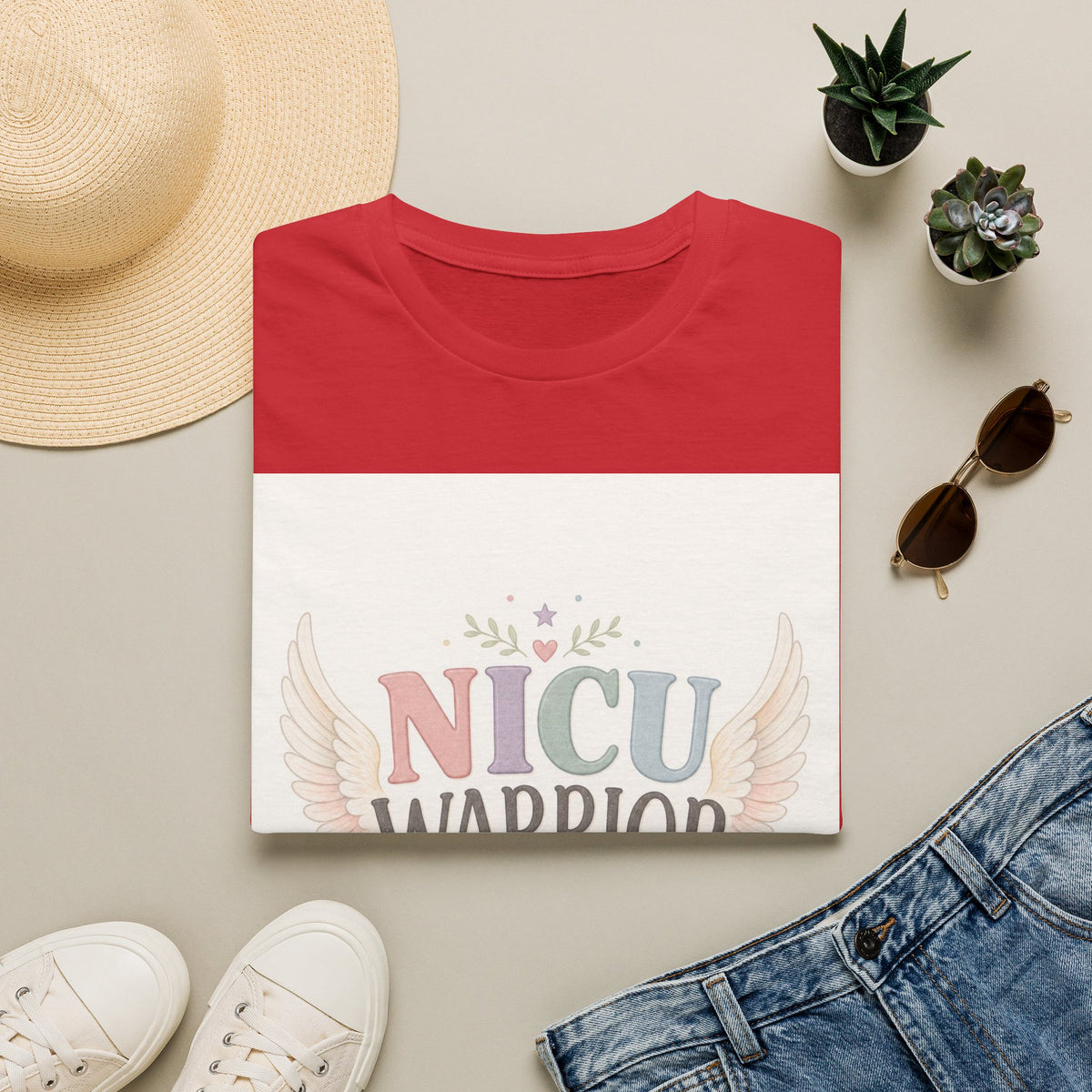 NICU Warrior Design With Baby Footprint And Angel Wings