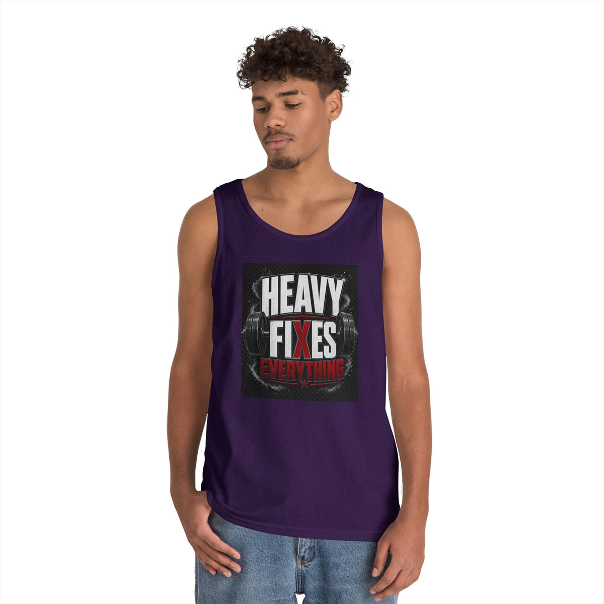 Tank Top — "Heavy Fixes Everything" Gym Workout Tank