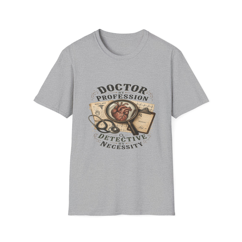 Vintage Detective-Inspired T-Shirt Featuring Anatomical Heart And Magnifying Glass- Graphic Tees
