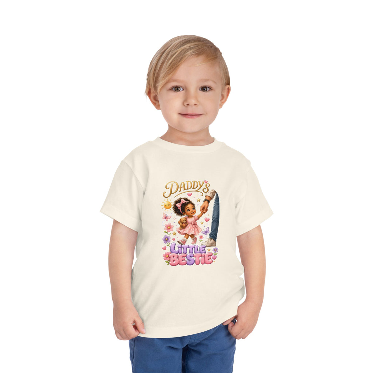 Toddler Tee — "Daddy's Little Bestie" Floral Cute Girl Graphic