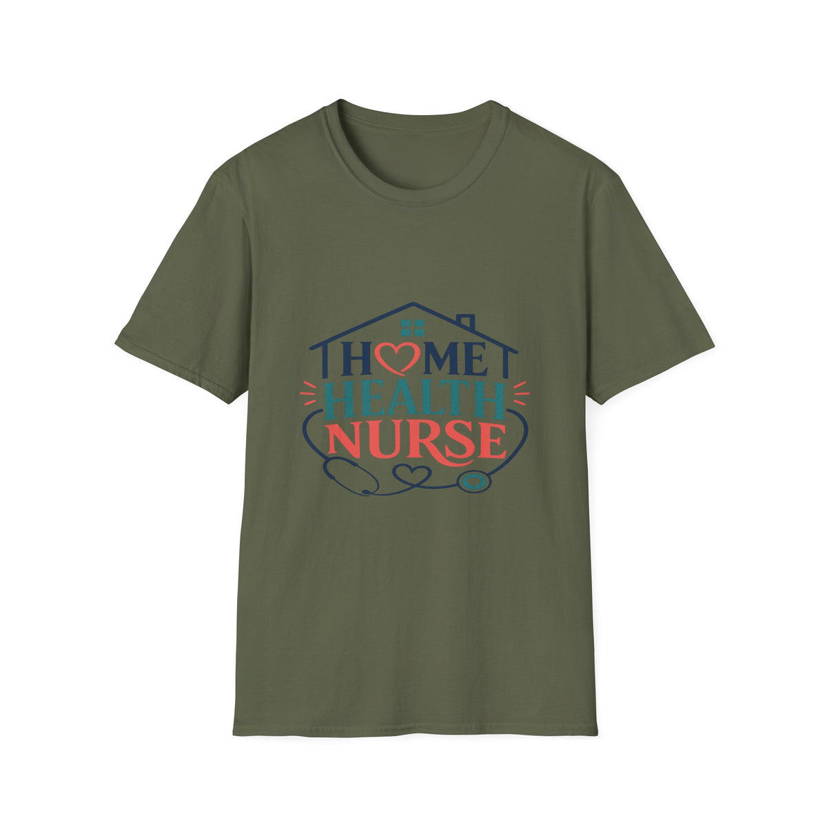 Home Health Nurse T-Shirt Design With Heart And Stethoscope- Graphic Tees