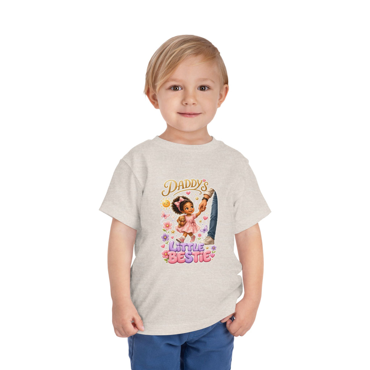 Toddler Tee — "Daddy's Little Bestie" Floral Cute Girl Graphic