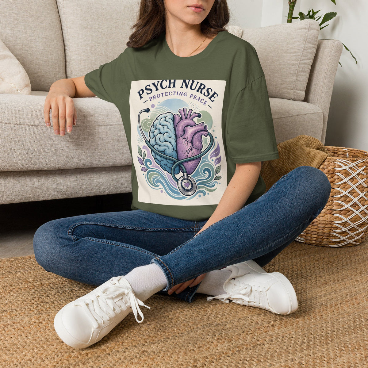 Stylized Brain And Heart Illustration With Stethoscope Art