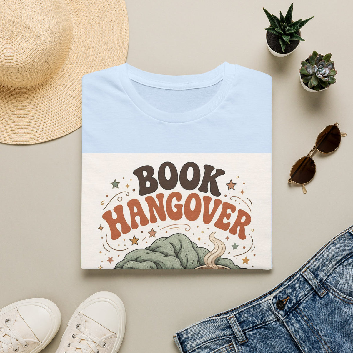 Cozy T Shirt Design Featuring Book And Coffee Cup