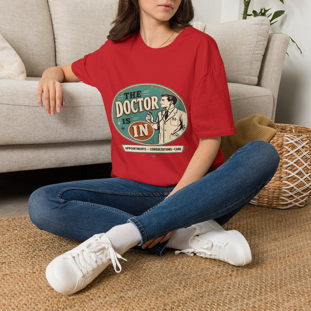 Vintage 1950s Doctor Office Graphic With Classic Badge- Graphic Tees