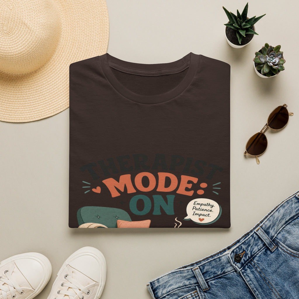 Bold Typography Depicting Therapist Mode With Stylish Illustrations- Graphic Tees