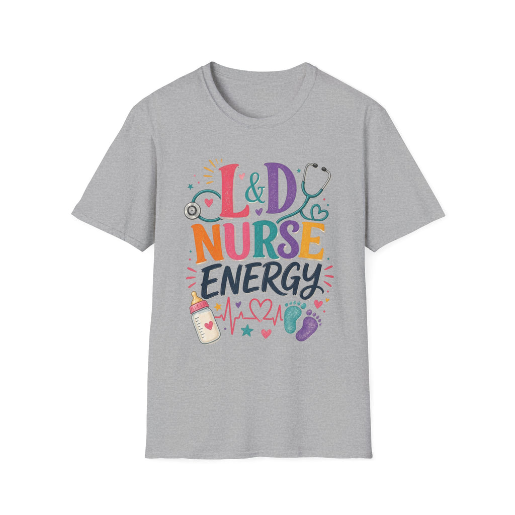 L&D Nurse Energy Trendy T Shirt Design With Vibrant Elements