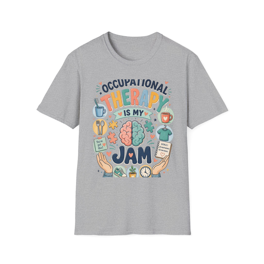Playful T Shirt Design Celebrating Occupational Therapy Vibrantly Illustrated