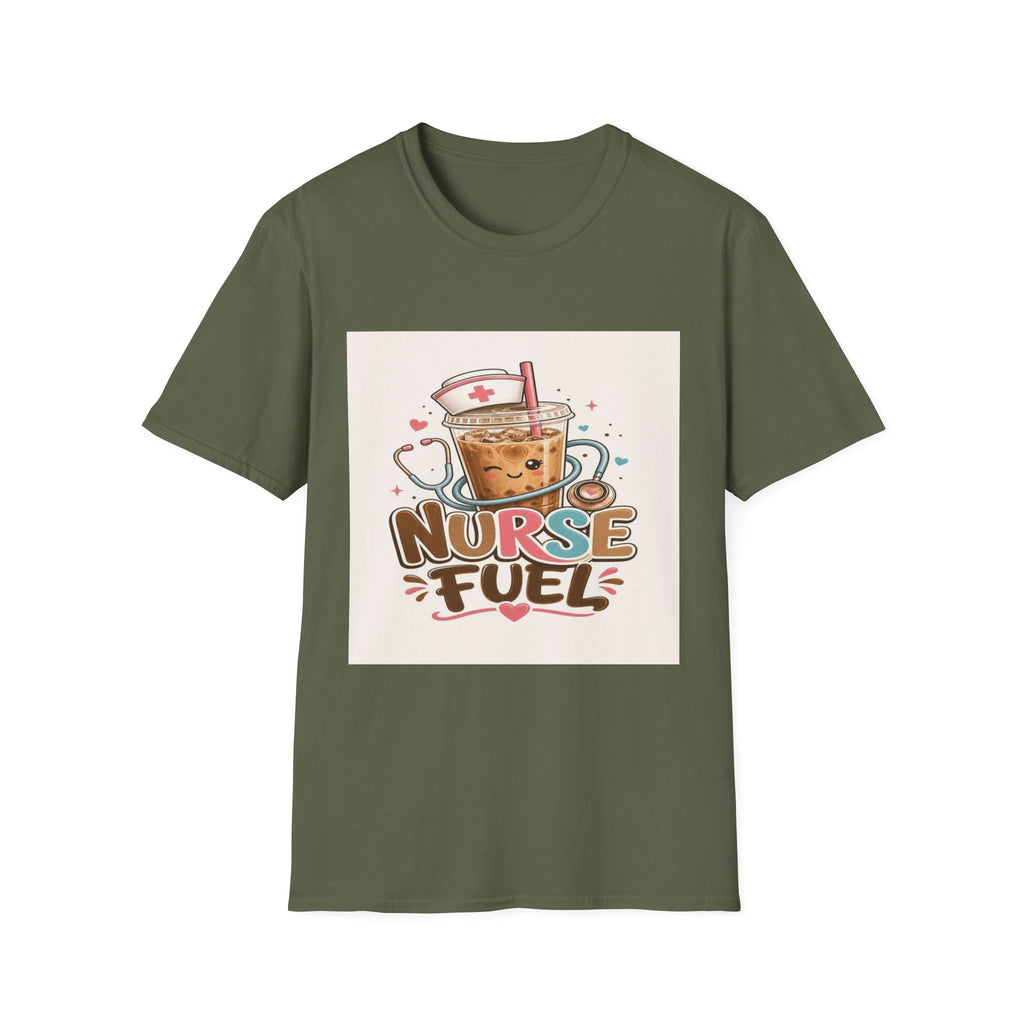 Cute T-Shirt Design Featuring Iced Coffee And Nurse Cap- Graphic Tees