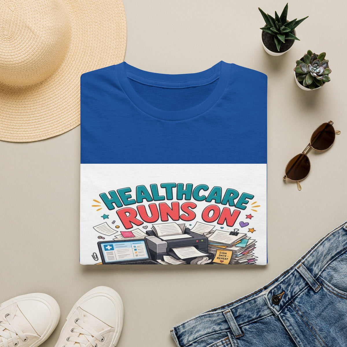 Humorous T-shirt Design Highlighting Healthcare's Paperwork Chaos- Graphic Tees