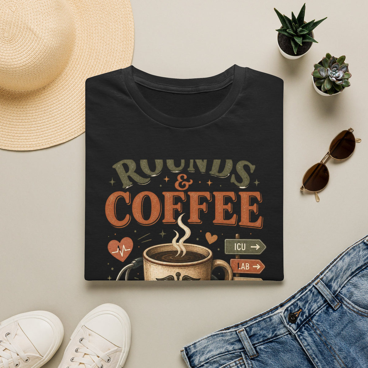 Coffee Cup With Stethoscope Combining Vintage Café And Medical Aesthetics