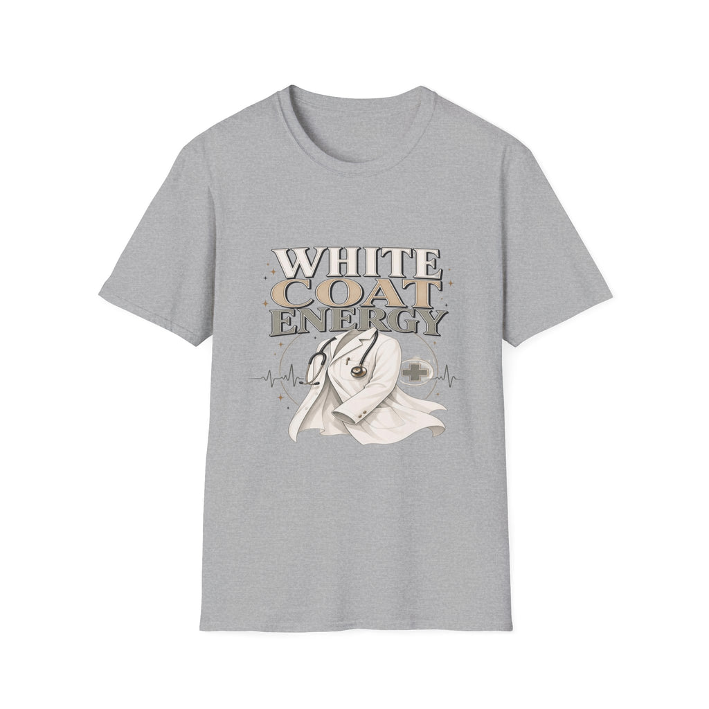 Elegant T-shirt Design Featuring White Coat Energy Typography- Graphic Tees