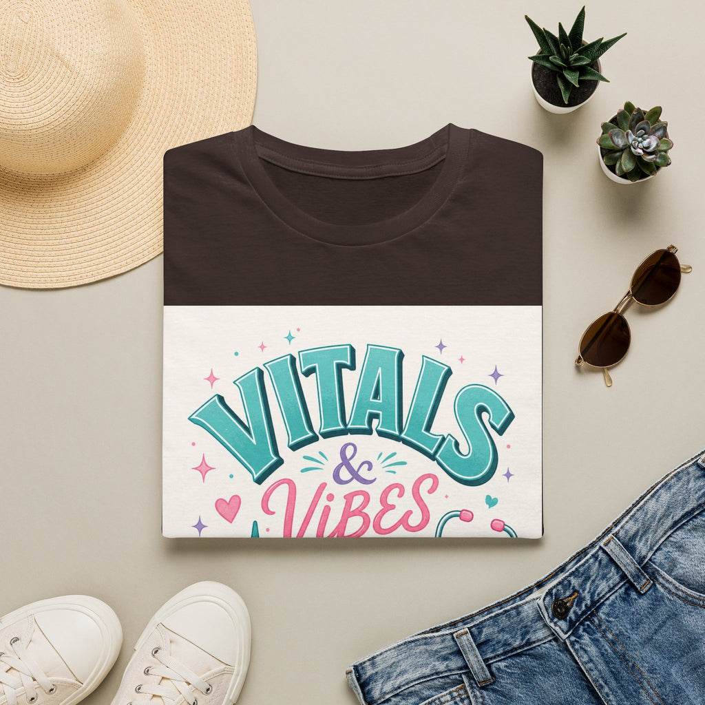 Trendy T Shirt Design Featuring Vitals And Vibes Phrase