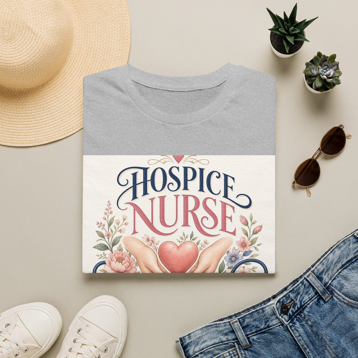 Elegant T Shirt Design Celebrating Hospice Nurses With Compassionate Imagery