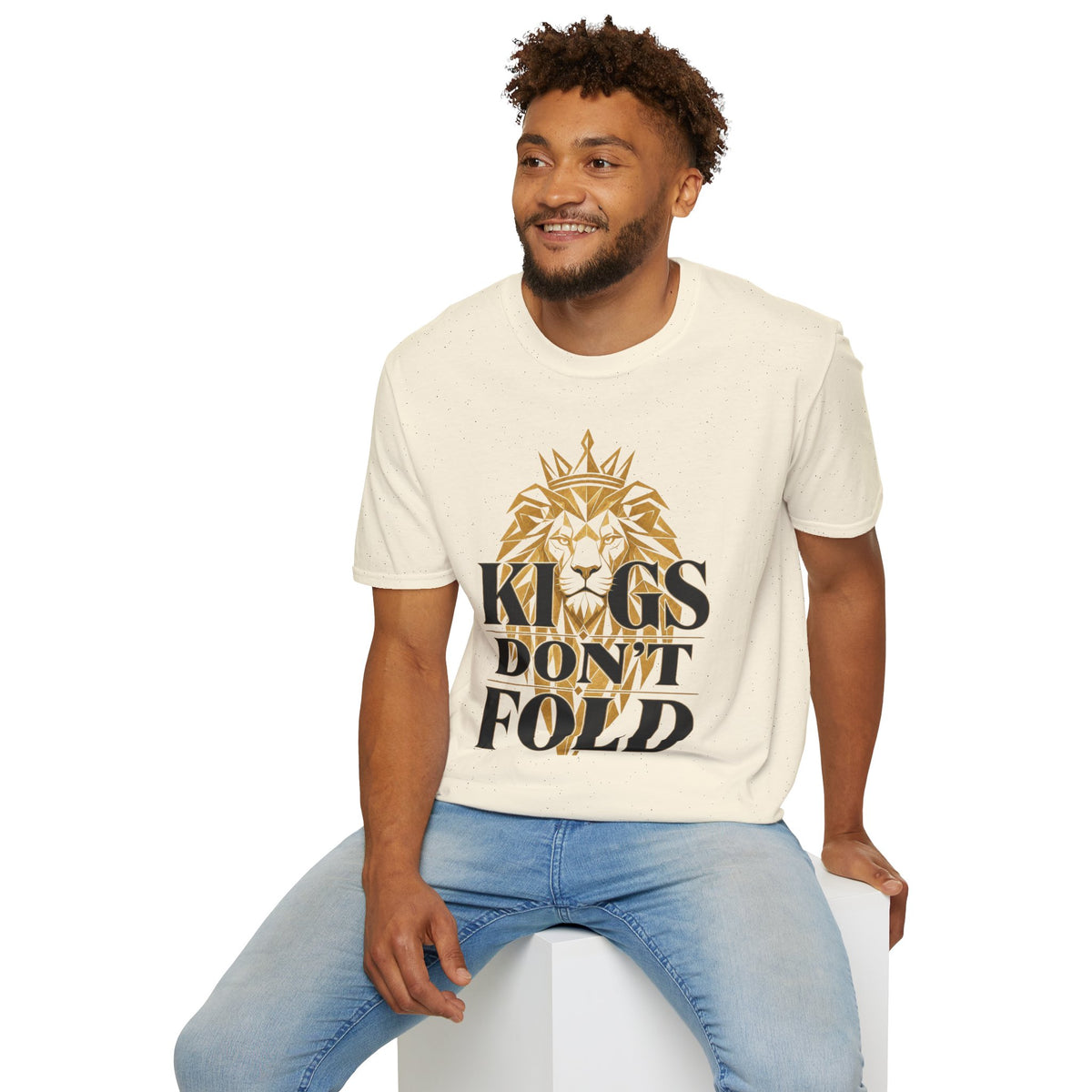 Kings Don't Fold T‑Shirt — Gold Lion Crown Graphic Tee