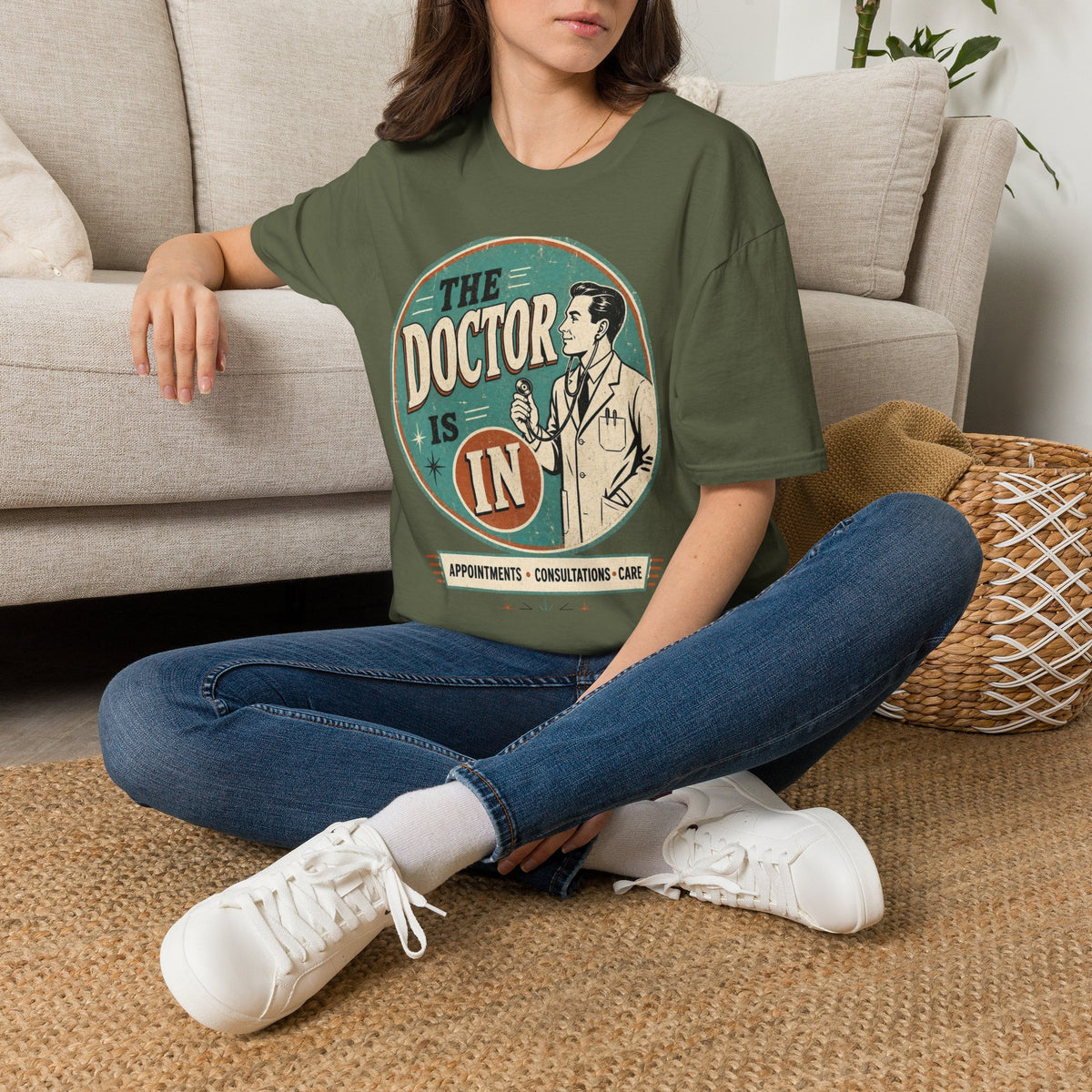 Vintage 1950s Doctor Office Graphic With Classic Badge