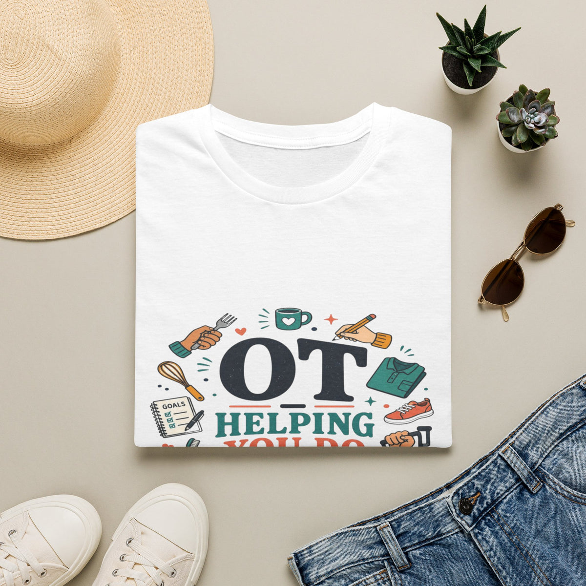 Playful Typography Framed By Colorful Illustrations And Hands- Graphic Tees