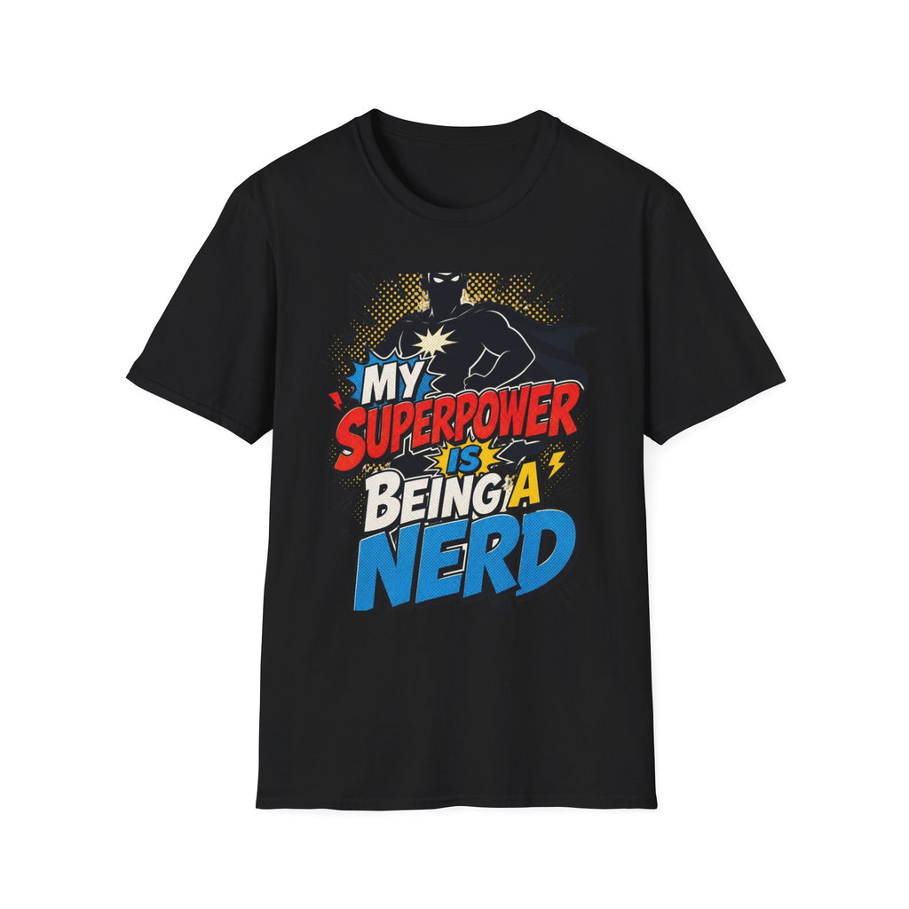 Comic Book Typography Celebrating Nerd Culture With Superhero Silhouette