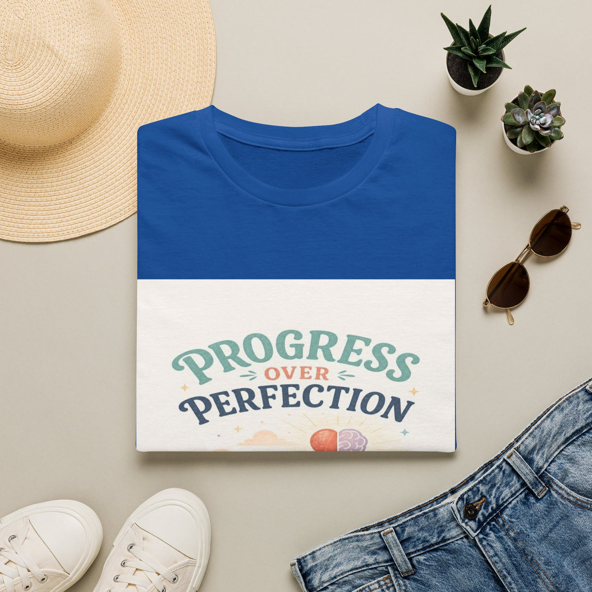 Bold T-Shirt Design Featuring Progress Over Perfection Phrase- Graphic Tees