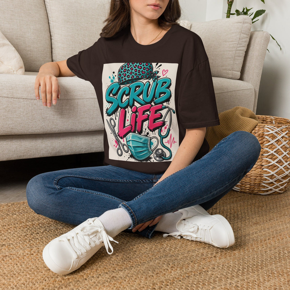 Scrub Life T Shirt Design Featuring Bold Streetwear Typography