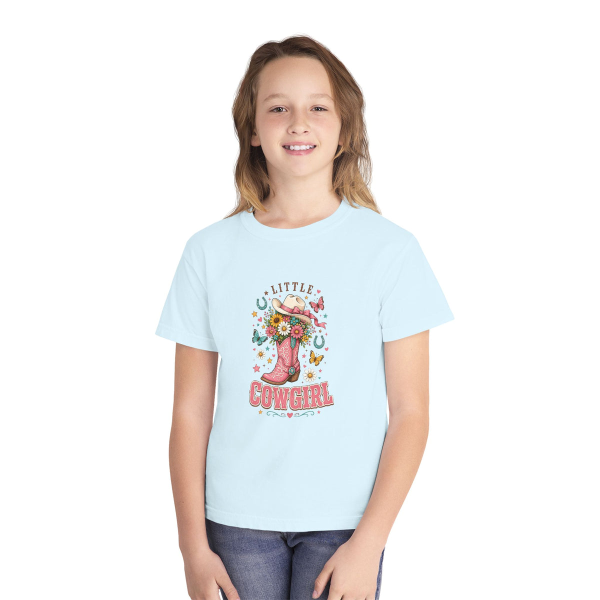 Kids' Little Cowgirl T-Shirt — Western Boot & Hat Graphic Tee