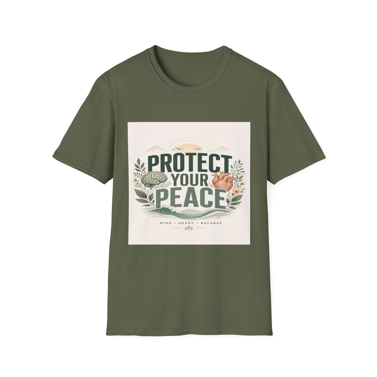Large Typography Graphic Promoting Peace With Botanical Elements- Graphic Tees