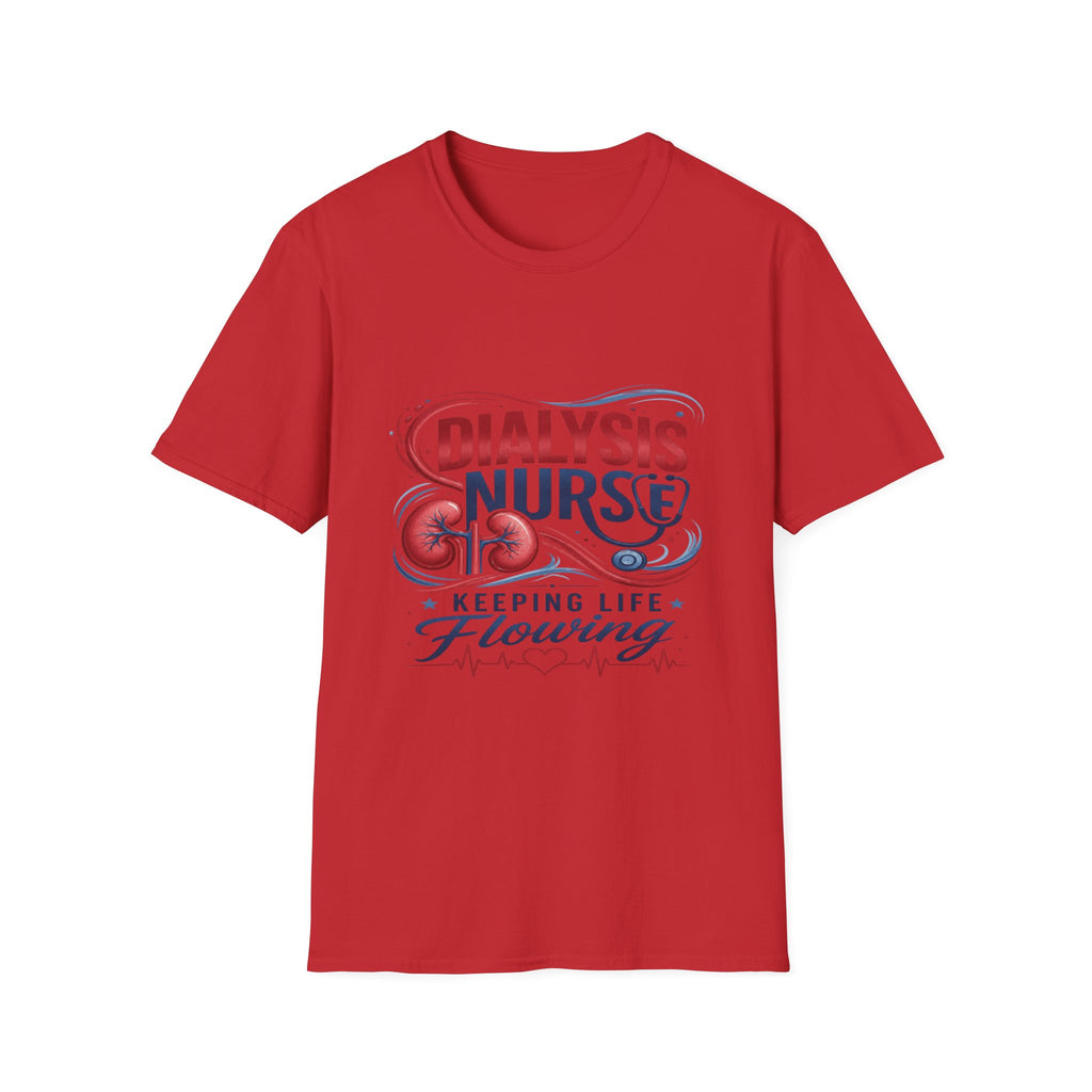 Creative T-Shirt Design Celebrating Dialysis Nurses With Flowing Elements- Graphic Tees