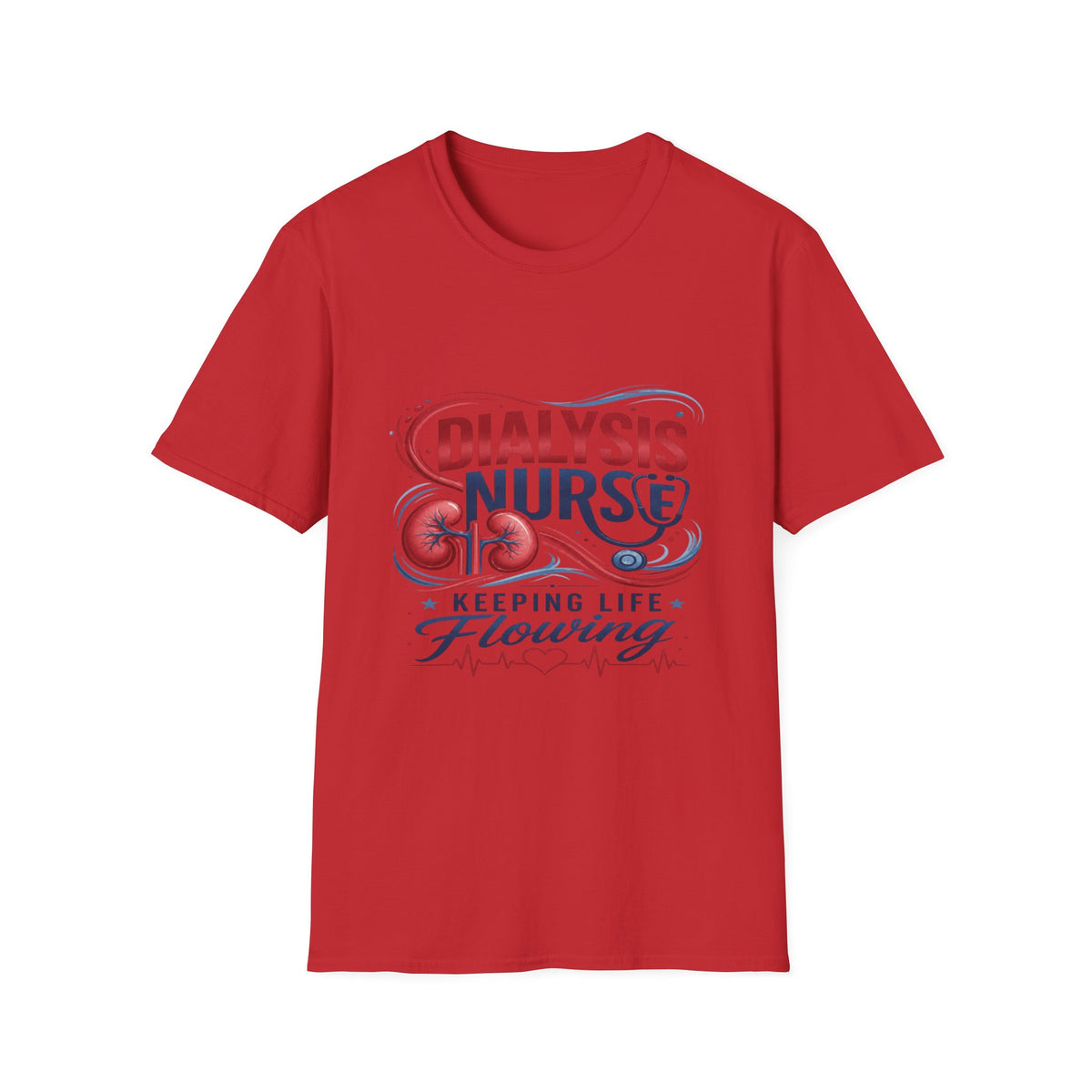 Creative T-Shirt Design Celebrating Dialysis Nurses With Flowing Elements- Graphic Tees