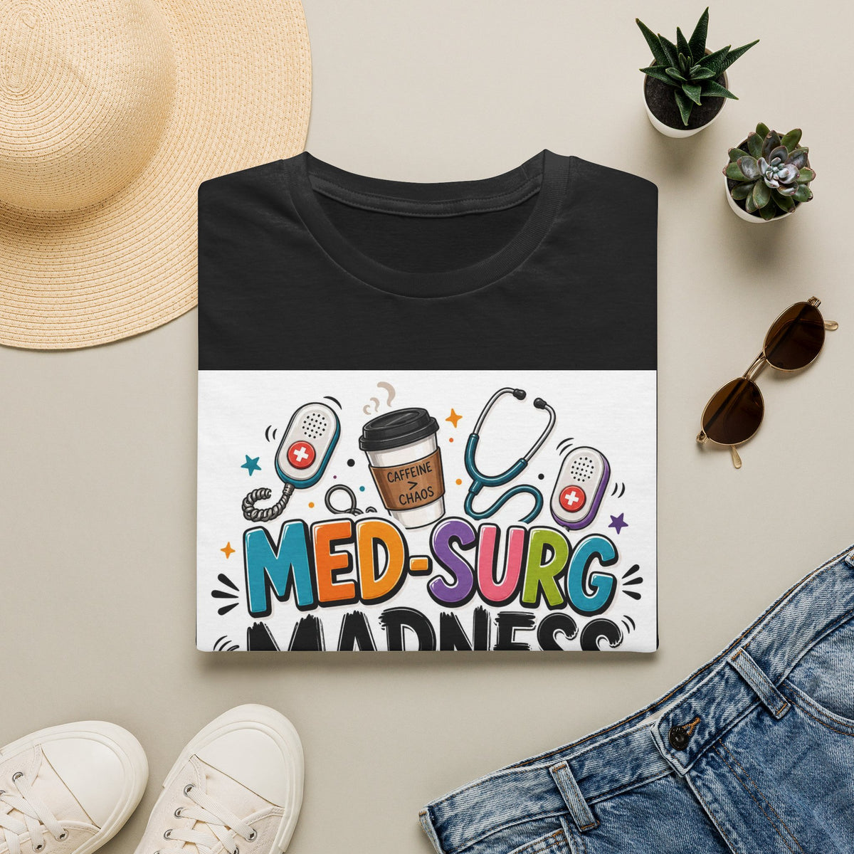 Vibrant T Shirt Design Featuring MED SURG MADNESS Phrase