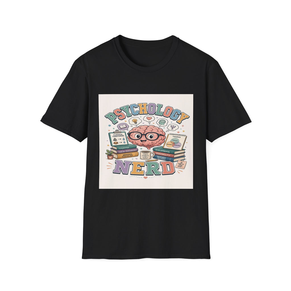Playful Psychology Nerd T-Shirt Design Featuring Brain And Books- Graphic Tees