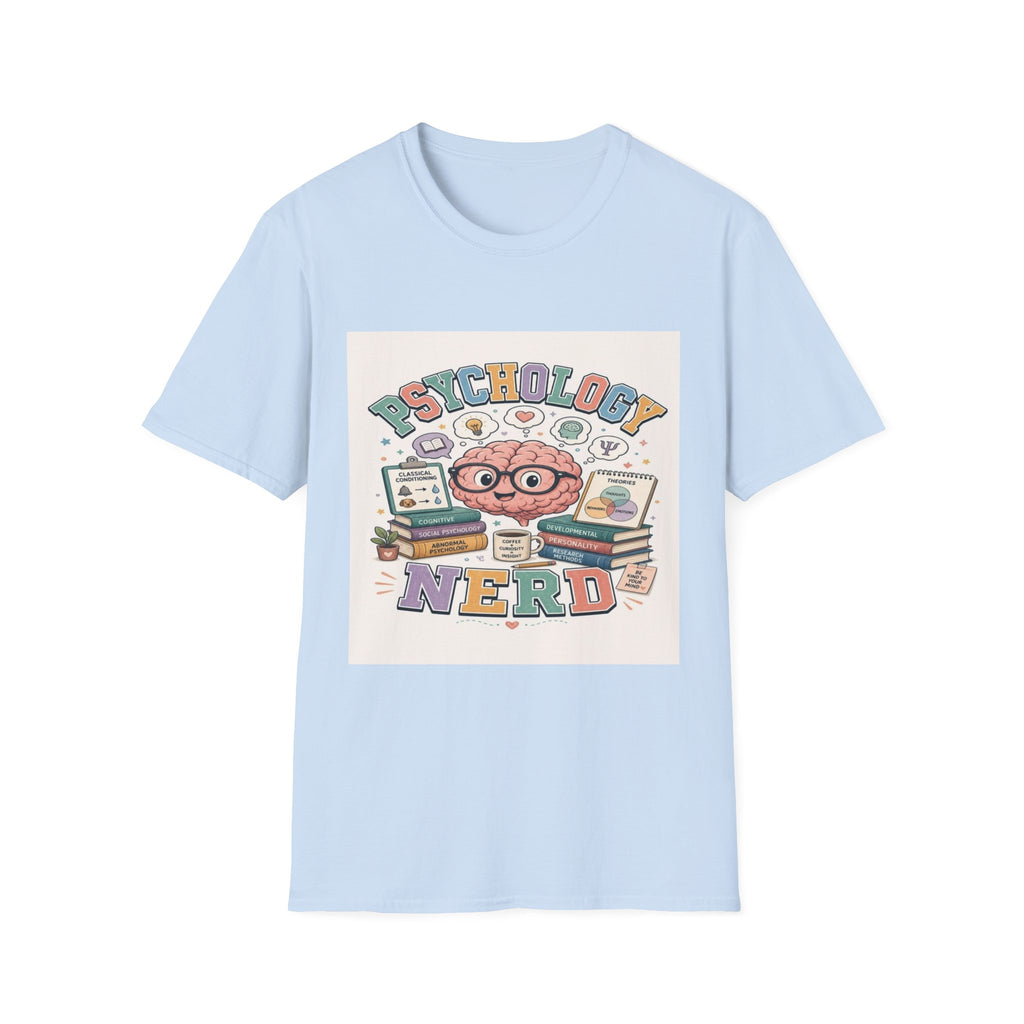 Playful Psychology Nerd T-Shirt Design Featuring Brain And Books- Graphic Tees
