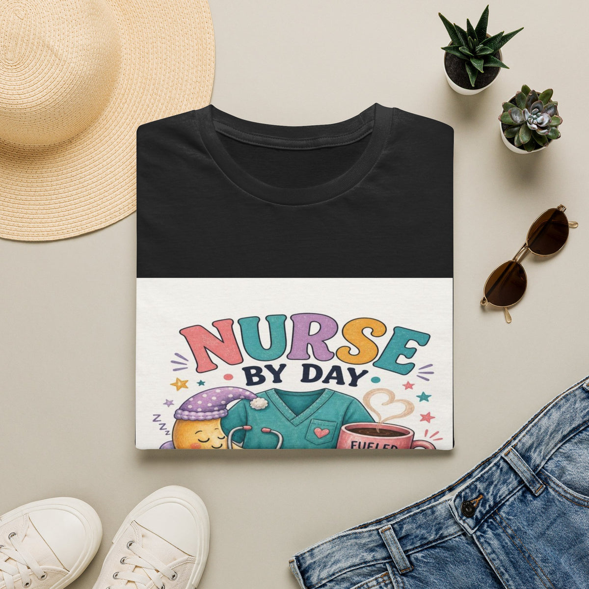 Playful T-shirt Design Featuring Nurse Life Typography And Illustrations (1)- Graphic Tees