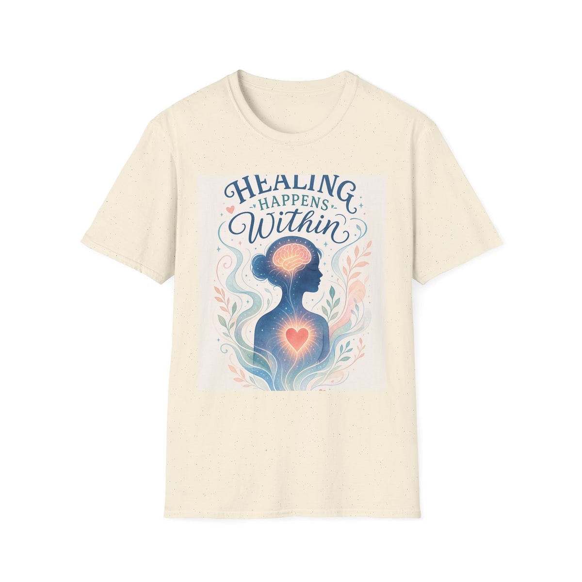 Human Silhouette With Glowing Brain And Heart Design