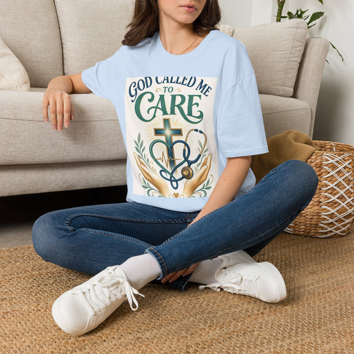 T Shirt Design Featuring Faith Inspired Care Elements