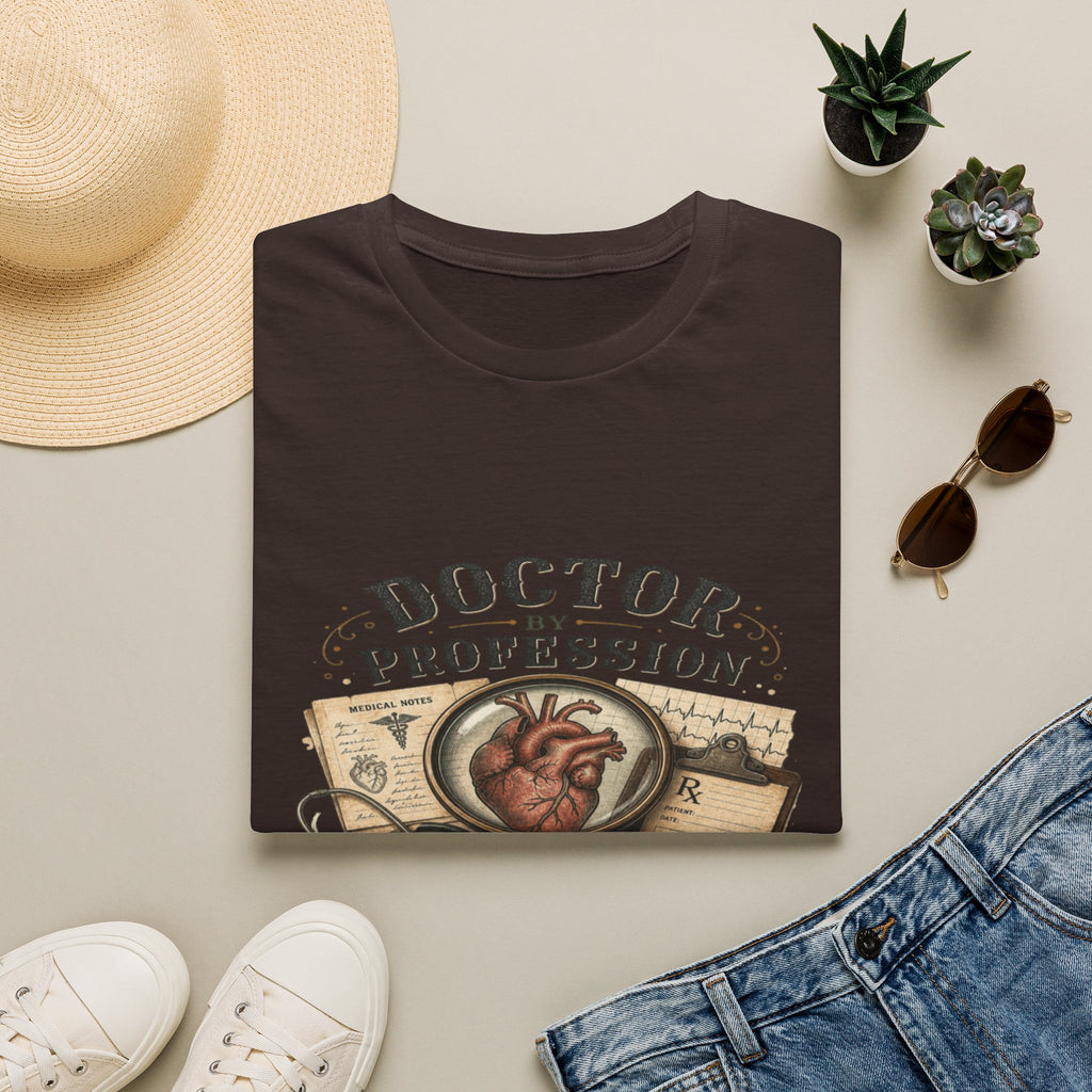 Vintage Detective-Inspired T-Shirt Featuring Anatomical Heart And Magnifying Glass- Graphic Tees