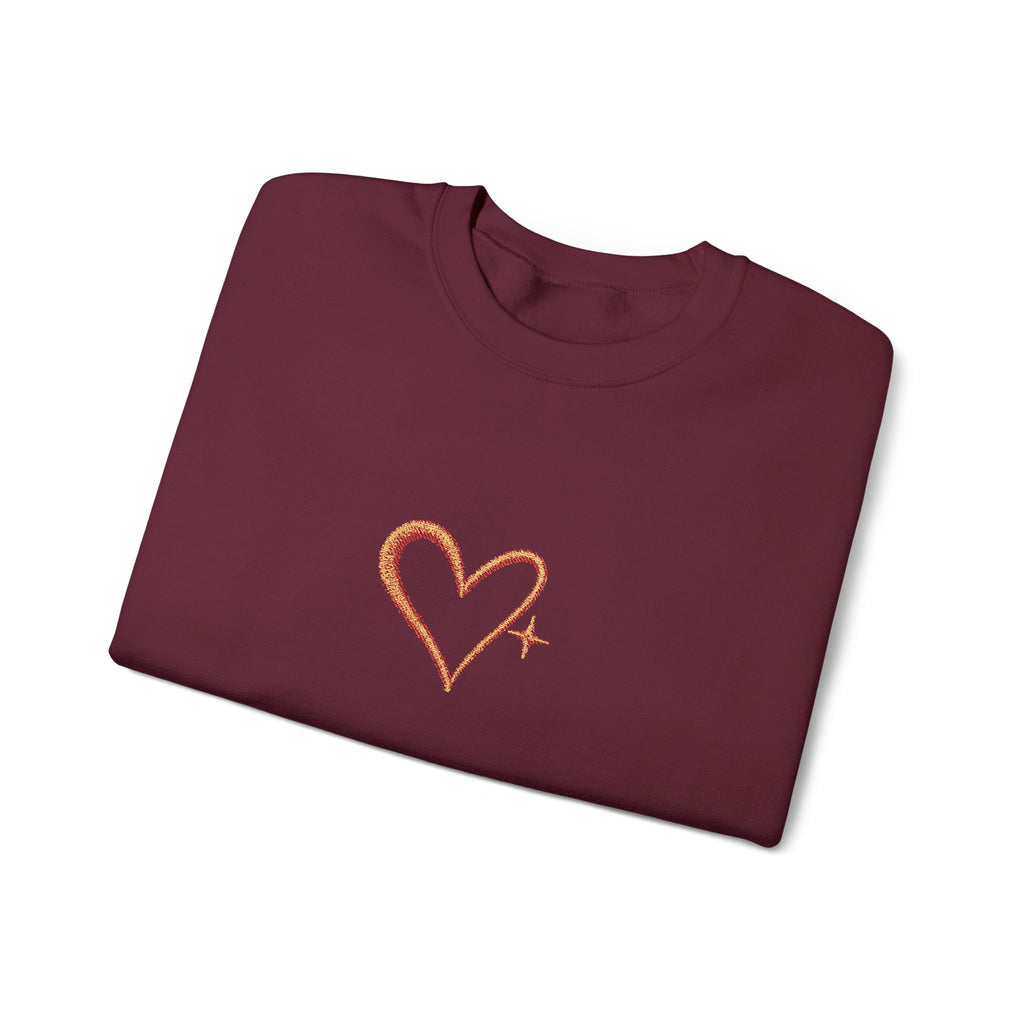Embroidered Gold Heart Crewneck Sweatshirt